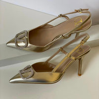 Valentino Garavani VLogo Crystal Buckle Slingback Shoes