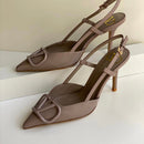 Valentino Garavani VLogo Crystal Buckle Slingback Shoes