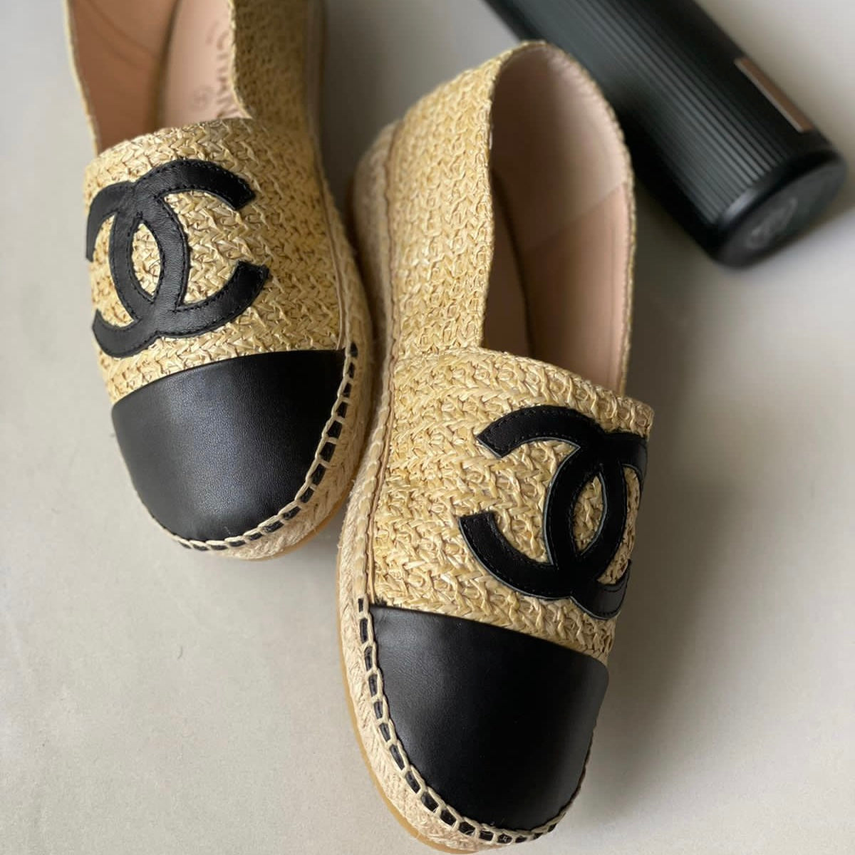 Chanel Raffia Cap-Toe Espadrilles Shoes