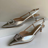 Valentino Garavani VLogo Crystal Slingback Kitten Shoes