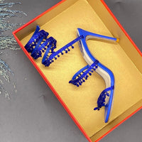 René Caovilla Brown Cleo Shoes with Amber Crystal Drops