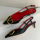Valentino Garavani VLogo Crystal Slingback Kitten Shoes