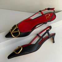 Valentino Garavani VLogo Crystal Slingback Kitten Shoes