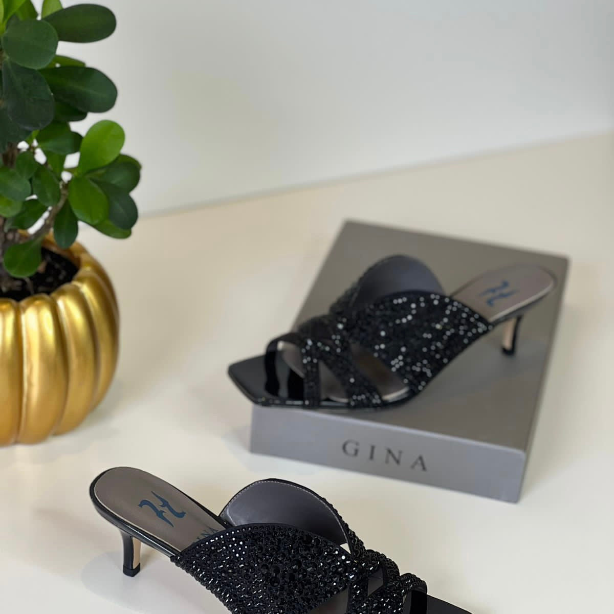 Gina London Crystal-Embellished Kitten Heel Shoes