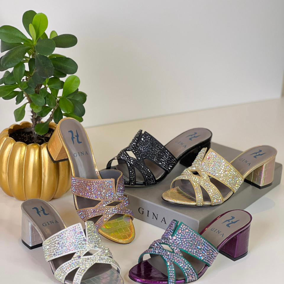 Gina London Mid-Heel Crystal Shoes