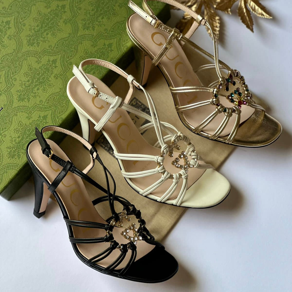 Gucci Interlocking G Embellished Strappy Shoes