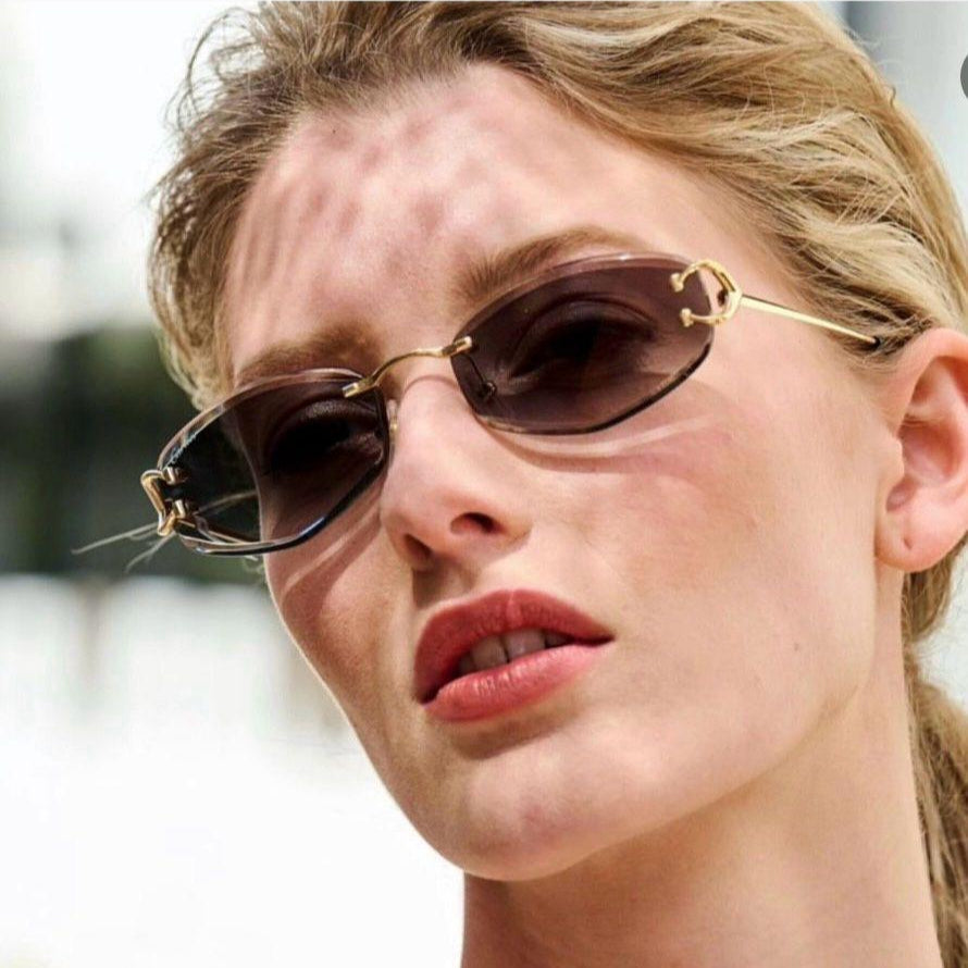 Cartier “C Décor” Blue Rimless Sunglasses