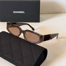 Chanel Slim Rectangle Velvet-Arm Sunglasses