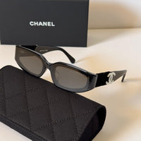 Chanel Slim Rectangle Velvet-Arm Sunglasses