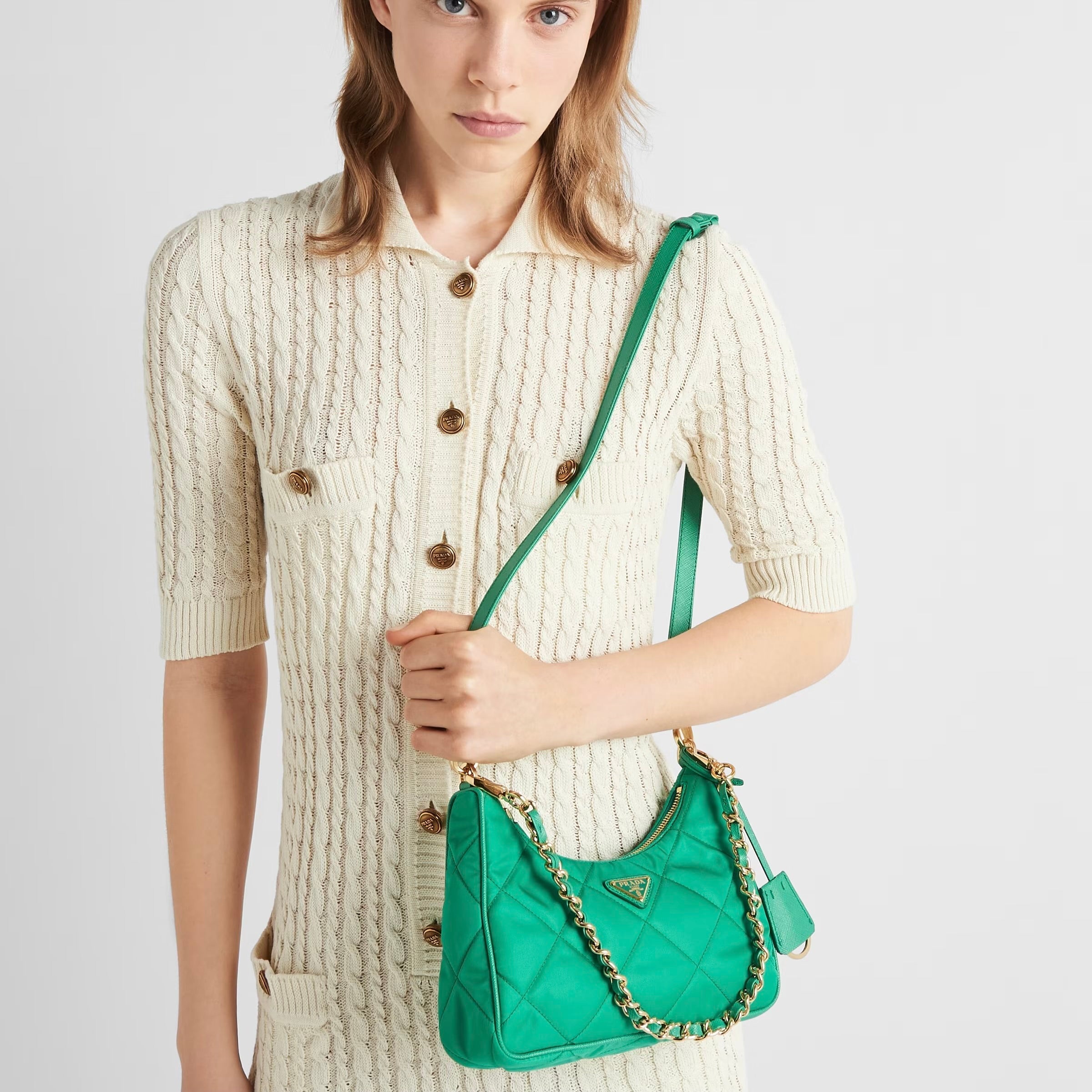Prada Re-Edition 1995 Chaine Mini in Green Re-Nylon Bag