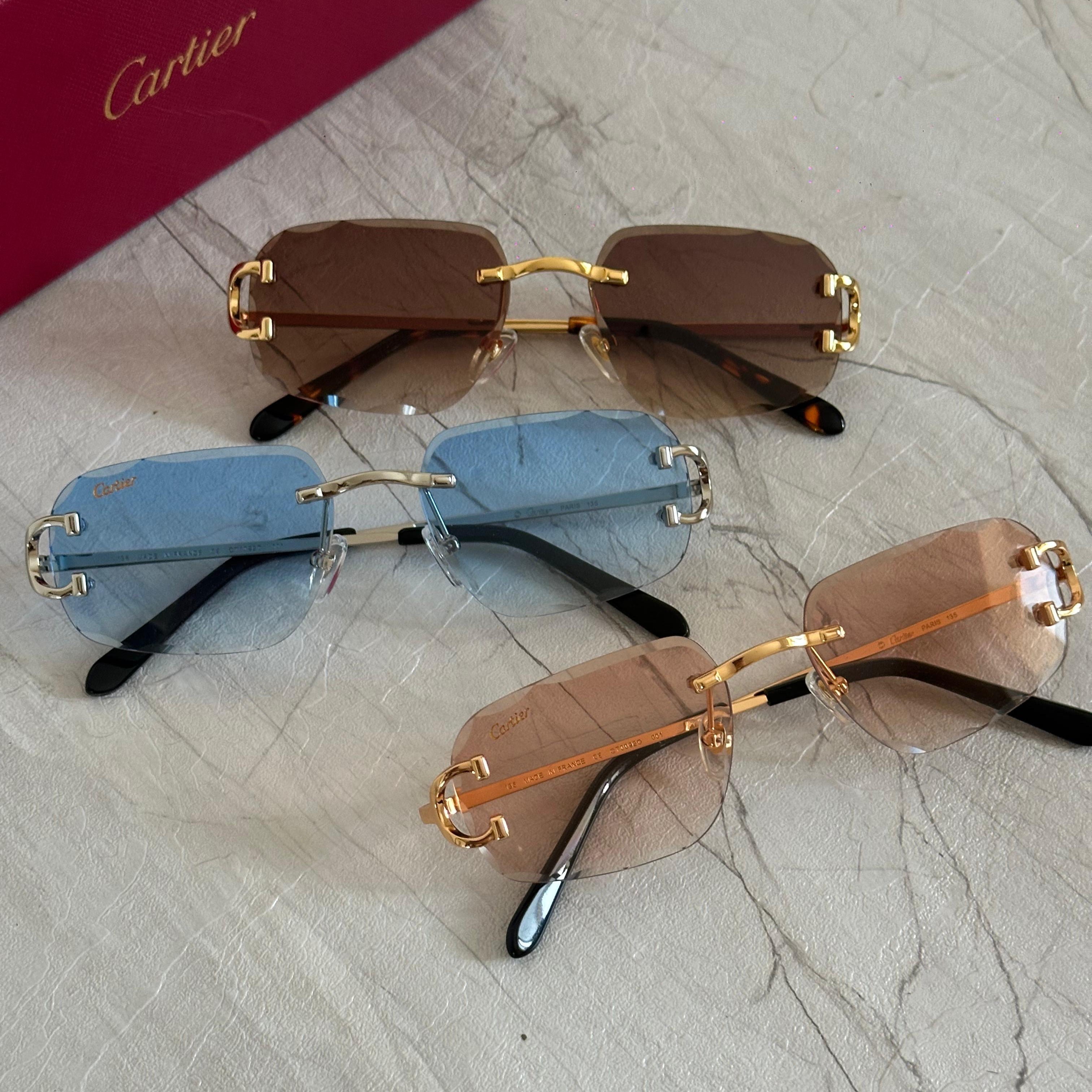 Cartier CT0030S Santos de Cartier Rimless Sunglasses