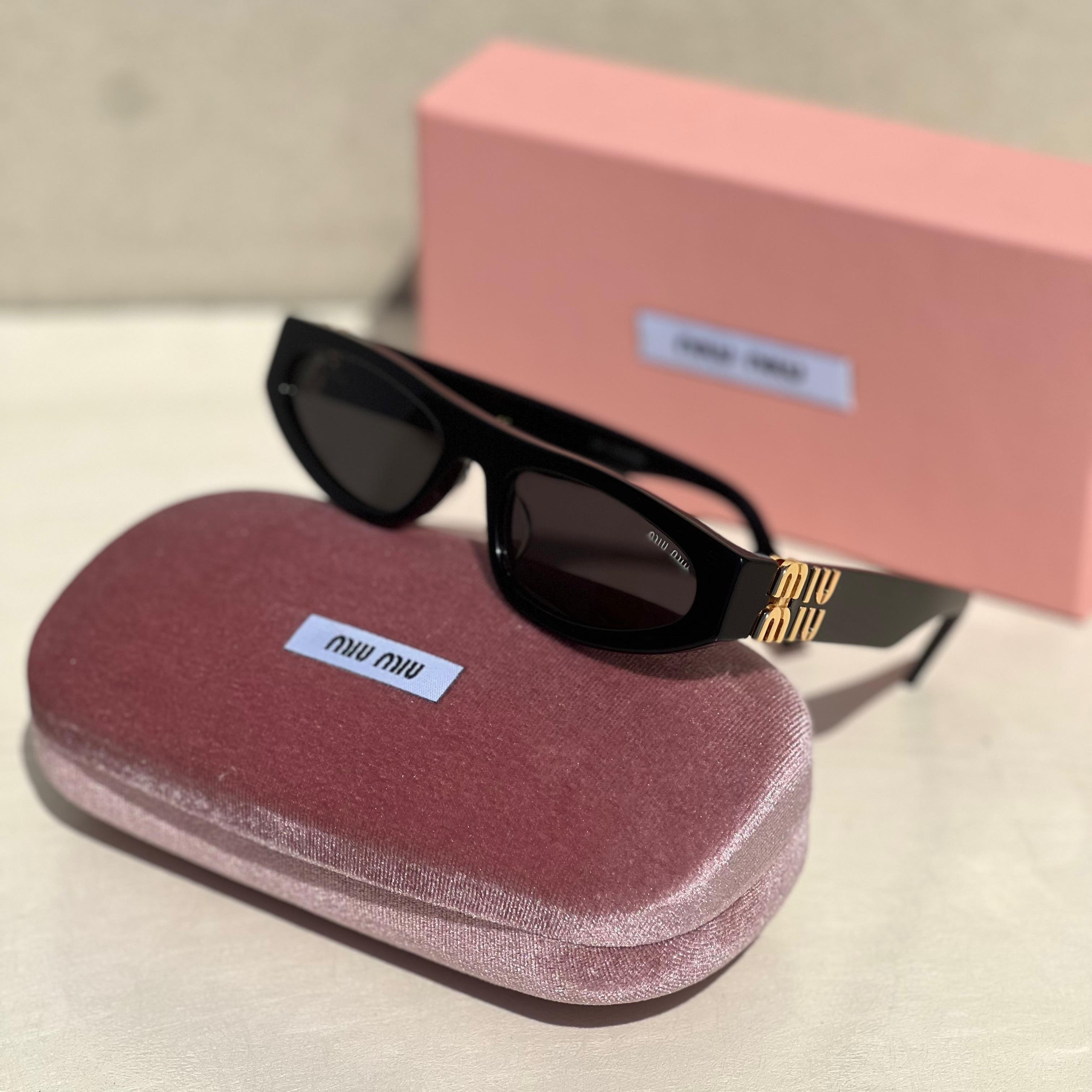 Miu Miu Rectangle Logo Temple Sunglasses