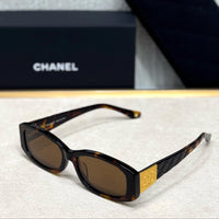 Chanel Quilted Gold-Accent Rectangular Sunglasses