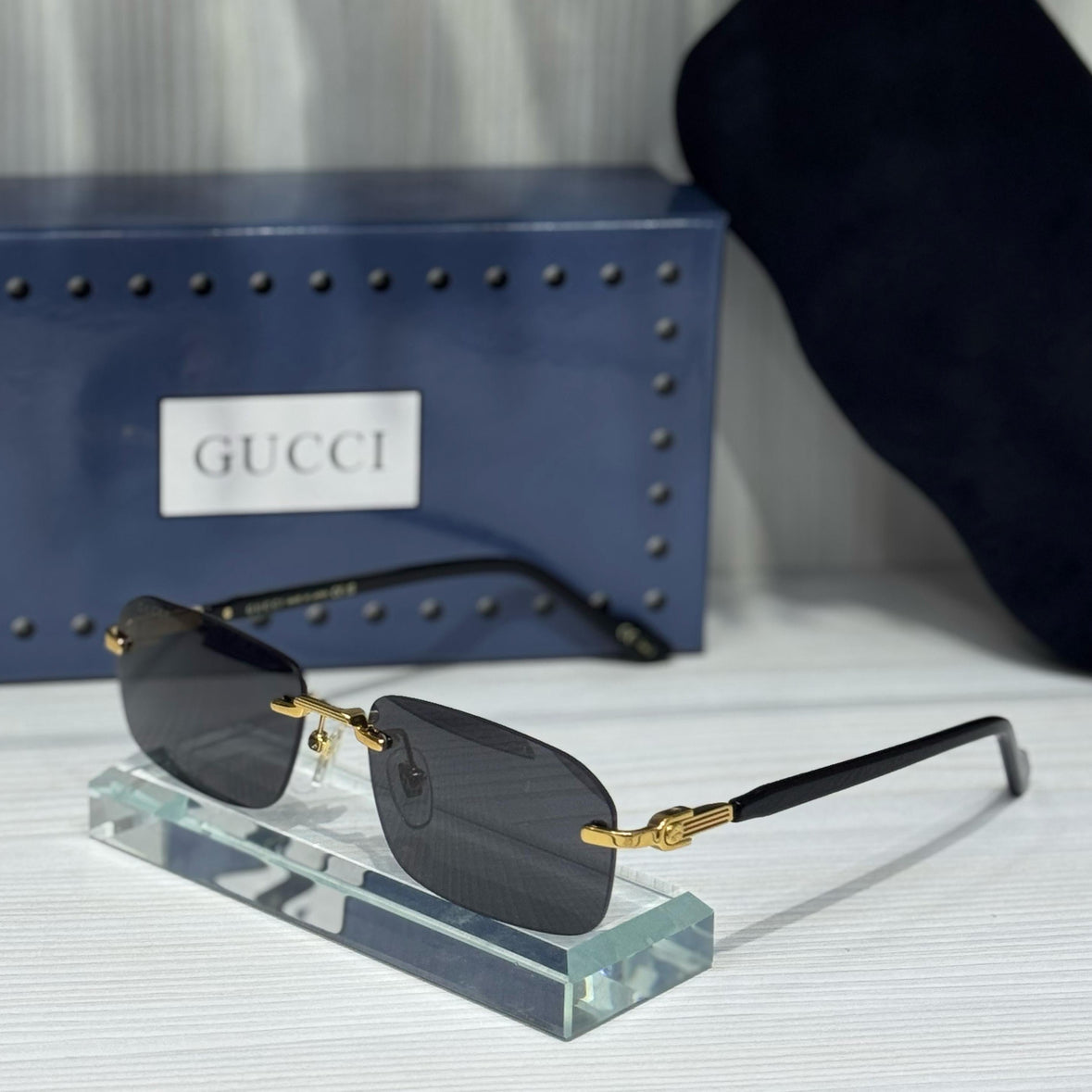 Gucci GG1423S Rimless Rectangular Sunglasses