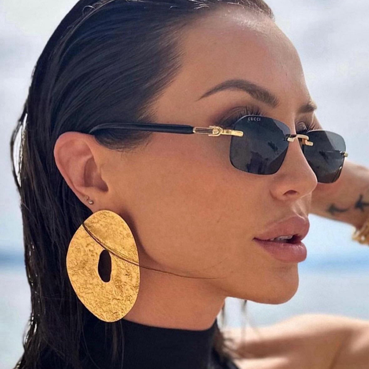 Gucci GG1423S Rimless Rectangular Sunglasses