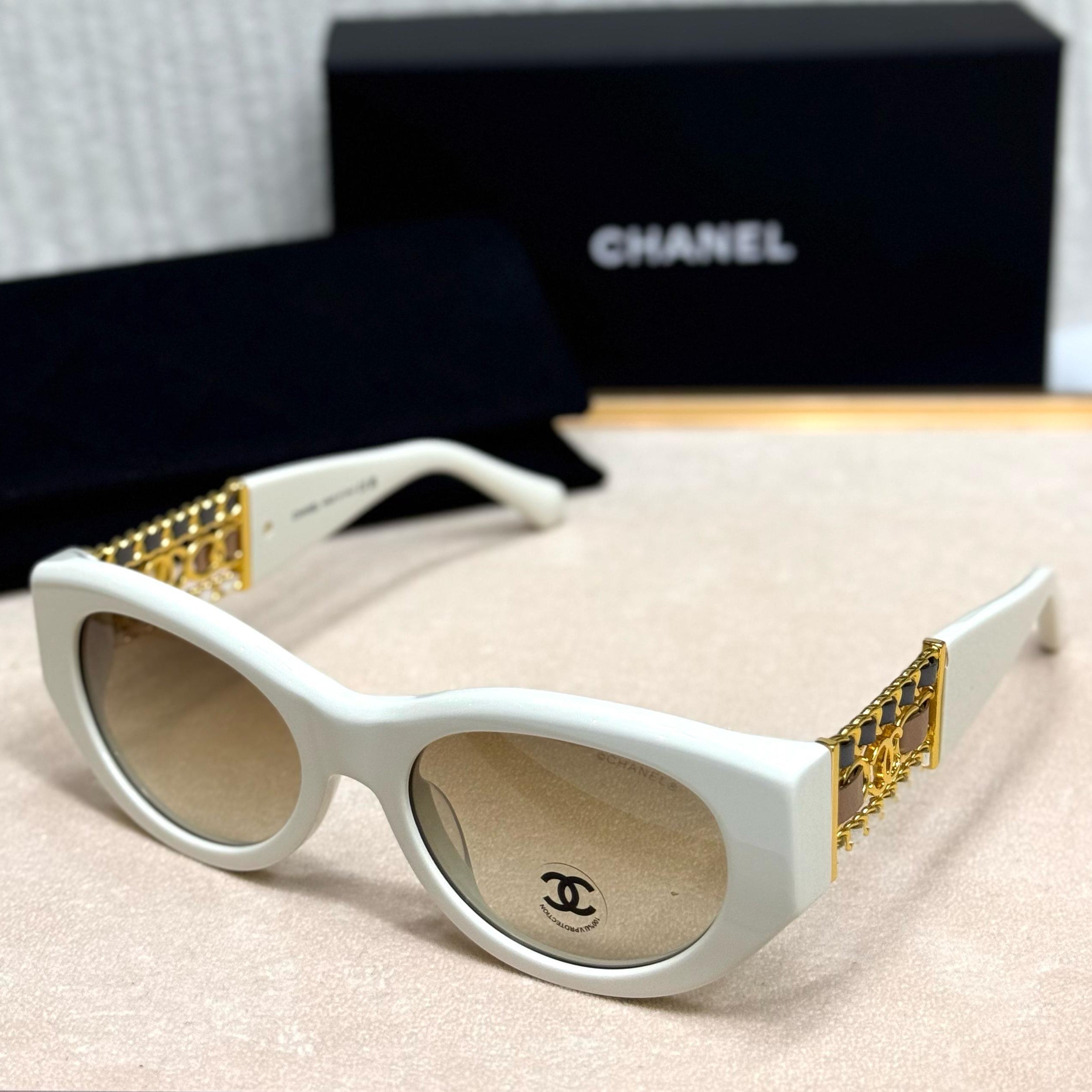 Chanel Chain-Link Oval Sunglasses