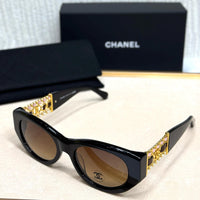 Chanel Chain-Link Oval Sunglasses