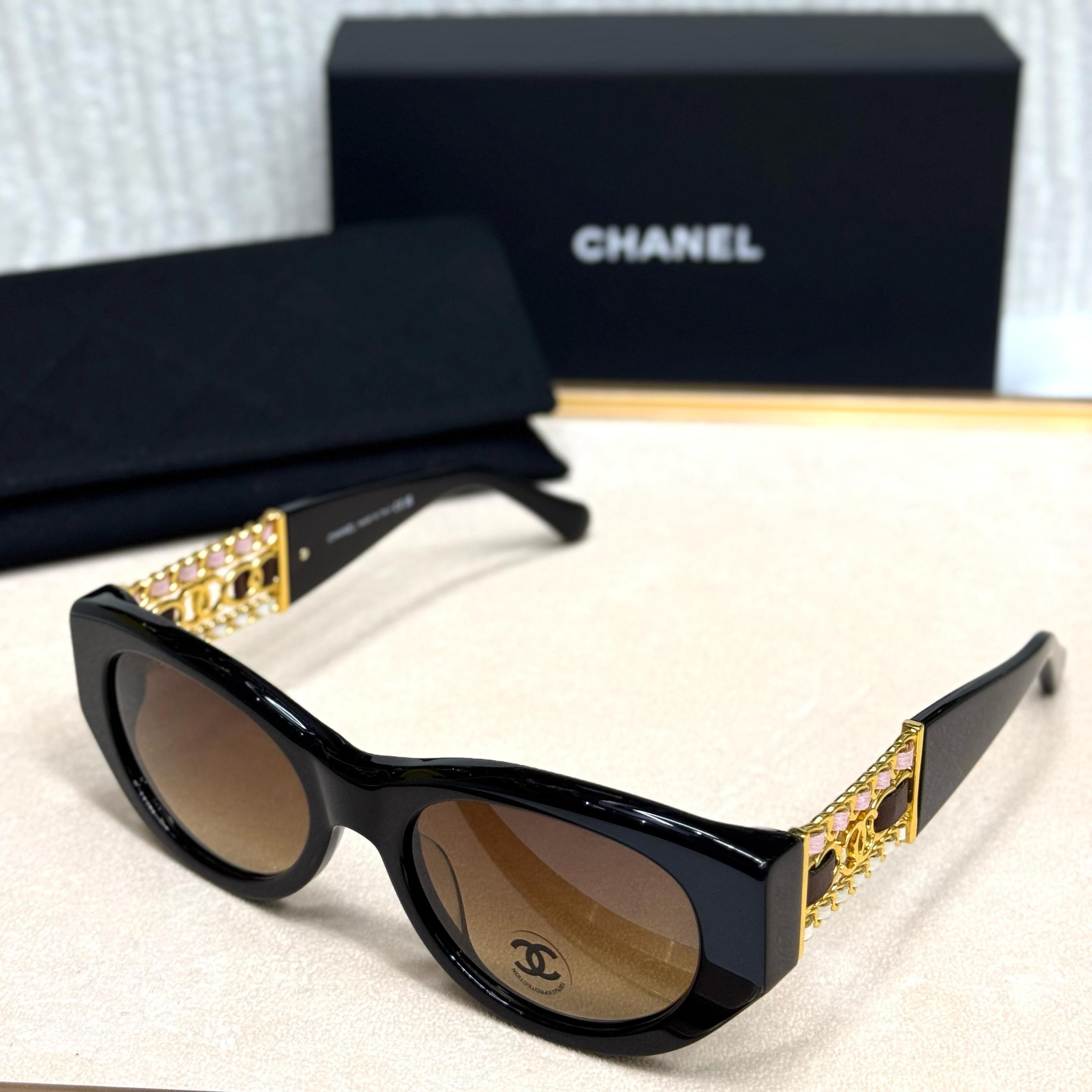 Chanel Chain-Link Oval Sunglasses