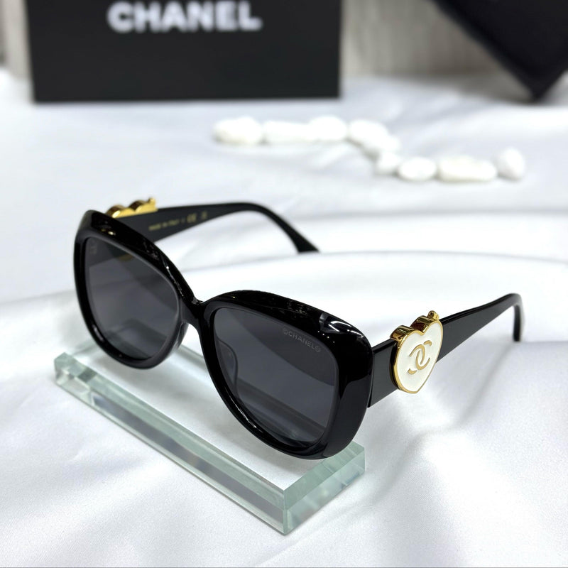 Chanel Heart Emblem Cat-Eye Sunglasses