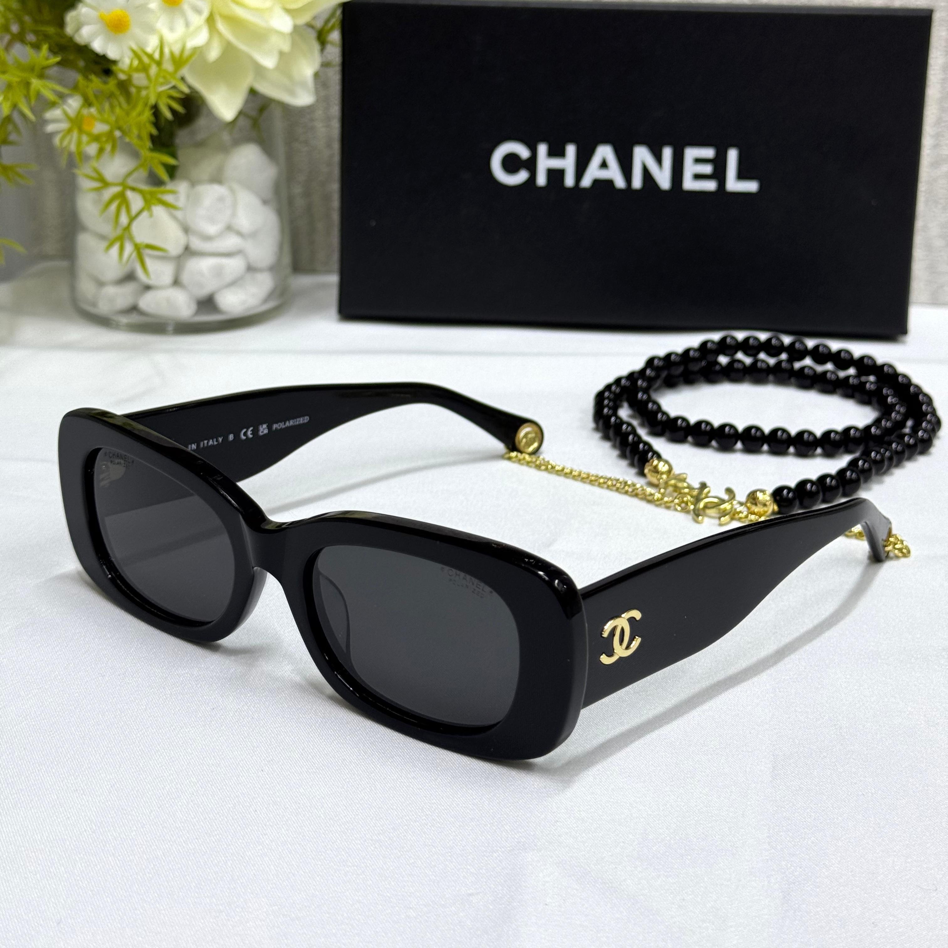 Chanel Rectangle Chain-Link Sunglasses