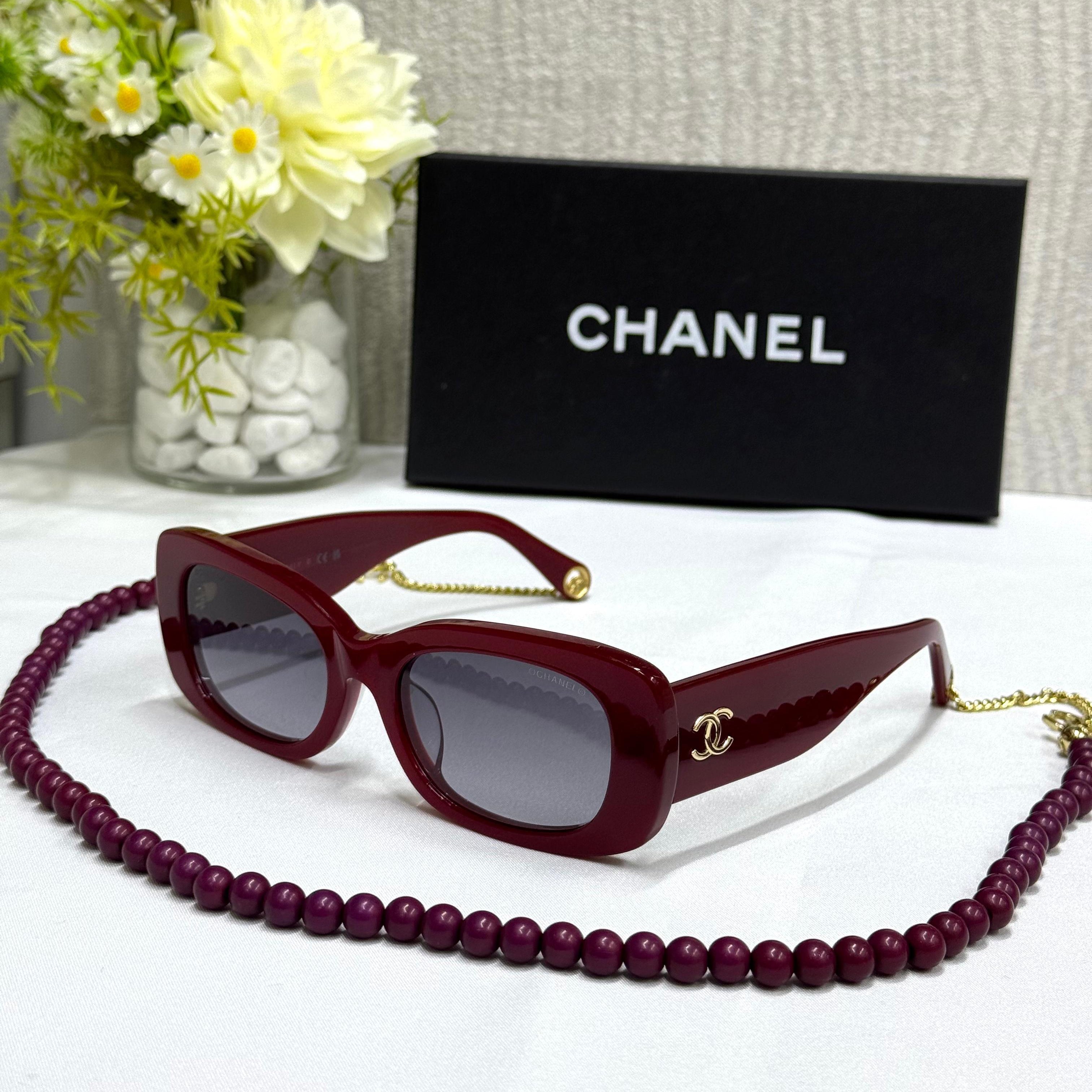 Chanel Rectangle Chain-Link Sunglasses