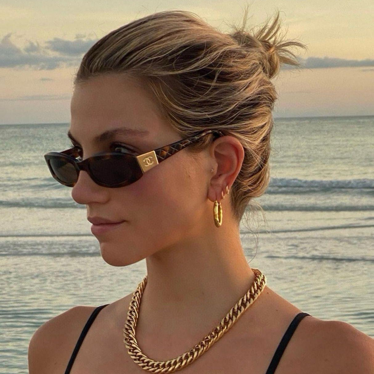 Chanel Quilted Tortoiseshell Sunglasses
