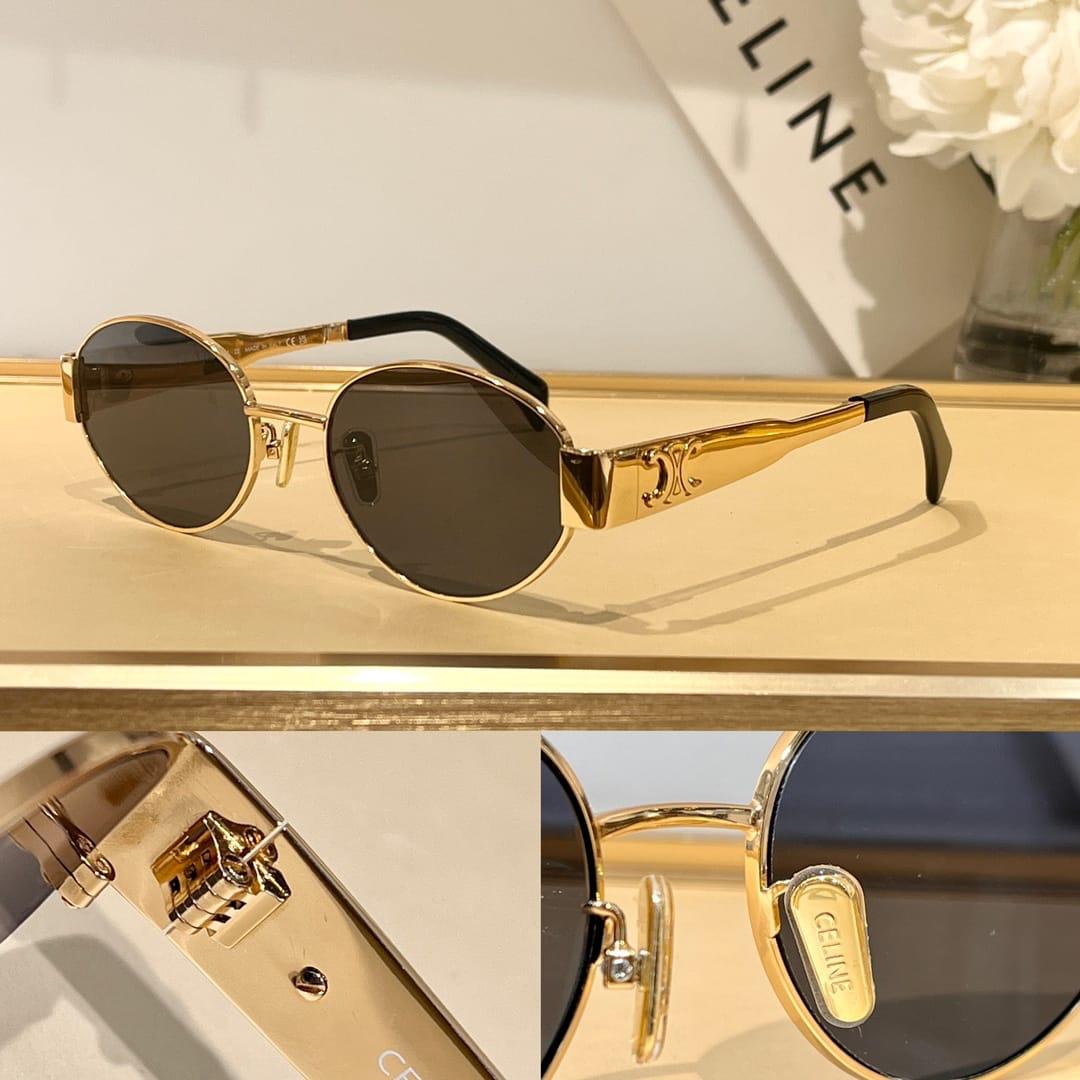 Celine Oval Triomphe Chain-Arm Sunglasses