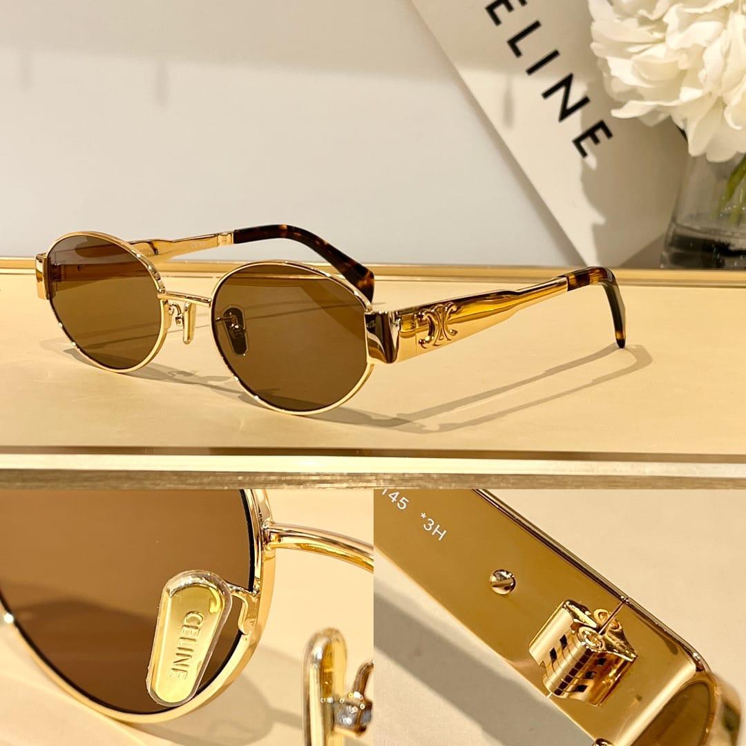 Celine Oval Triomphe Chain-Arm Sunglasses