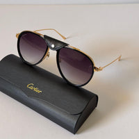 Cartier Buffalo Horn Leather Pilot Sunglasses