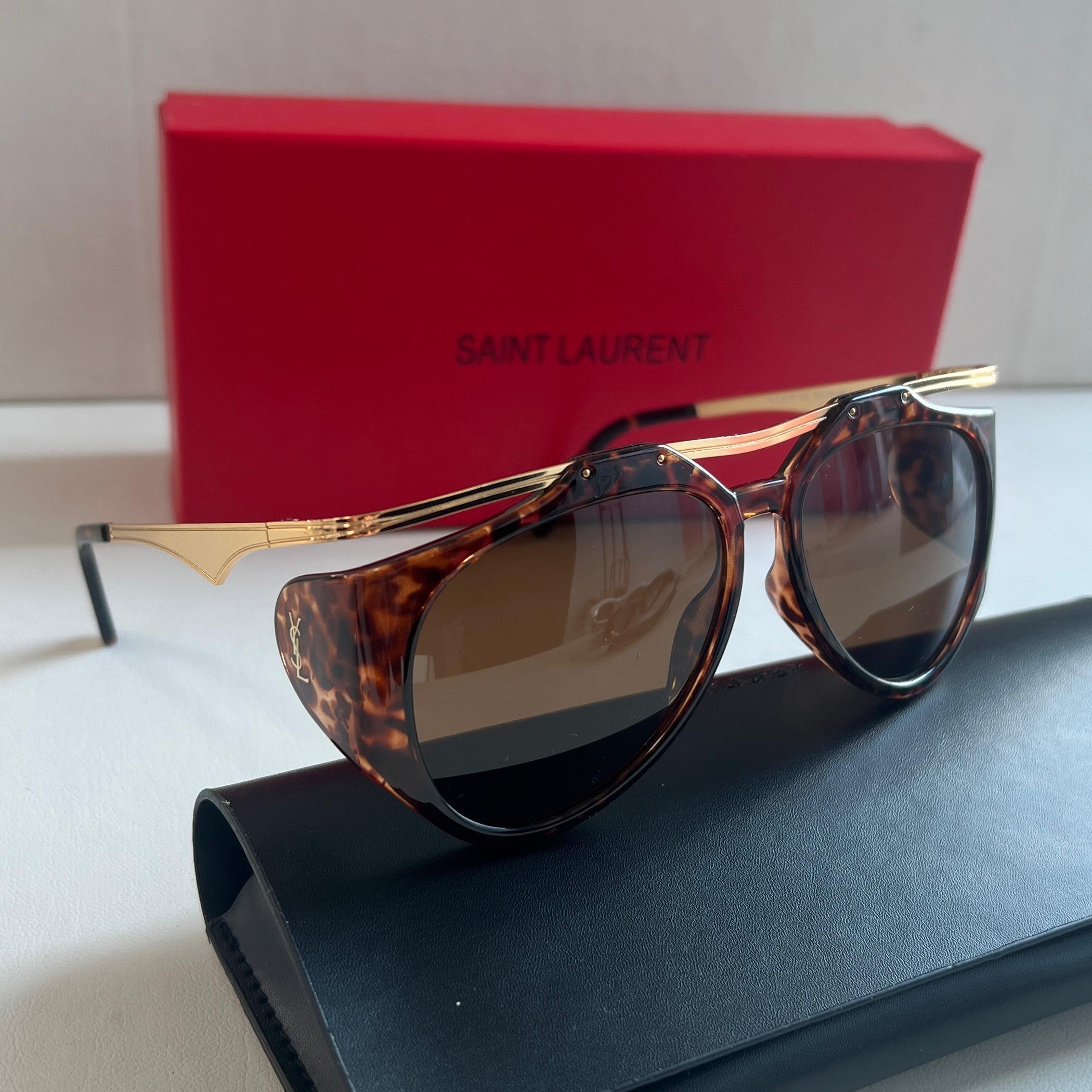 YSL Tortoise Shell Sunglasses – SL 276 Mica Metal-Bar Style