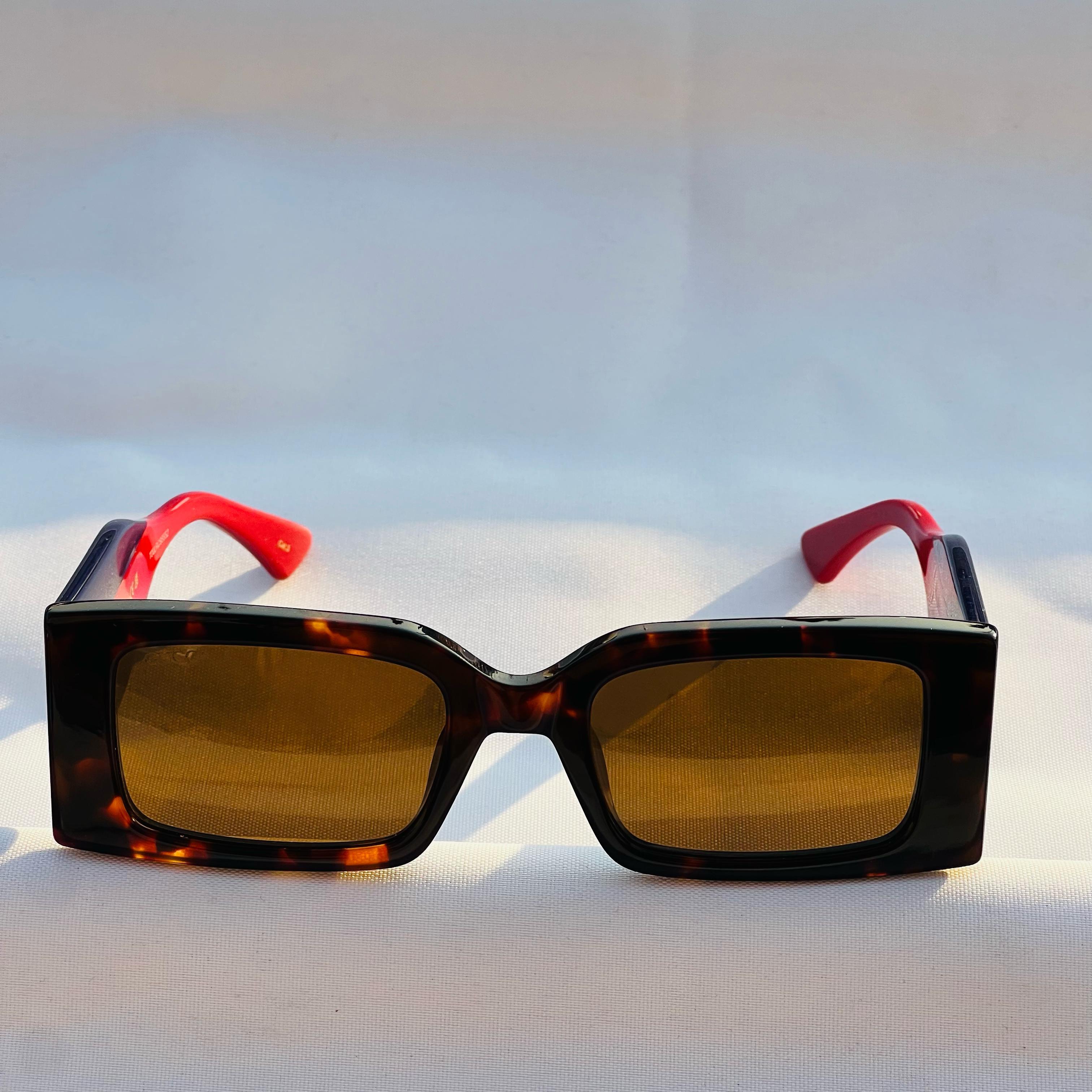 Gucci GG0061S Oversized Square Sunglasses – Red/Navy Edition