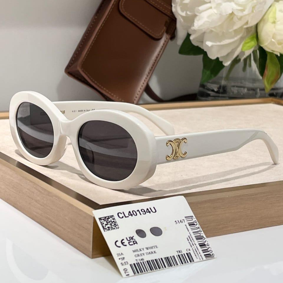 Celine CL40194U Milky White Oval Sunglasses