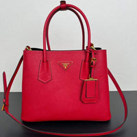 Prada Black Saffiano Cuir Leather Small Double Handle Tote Bag