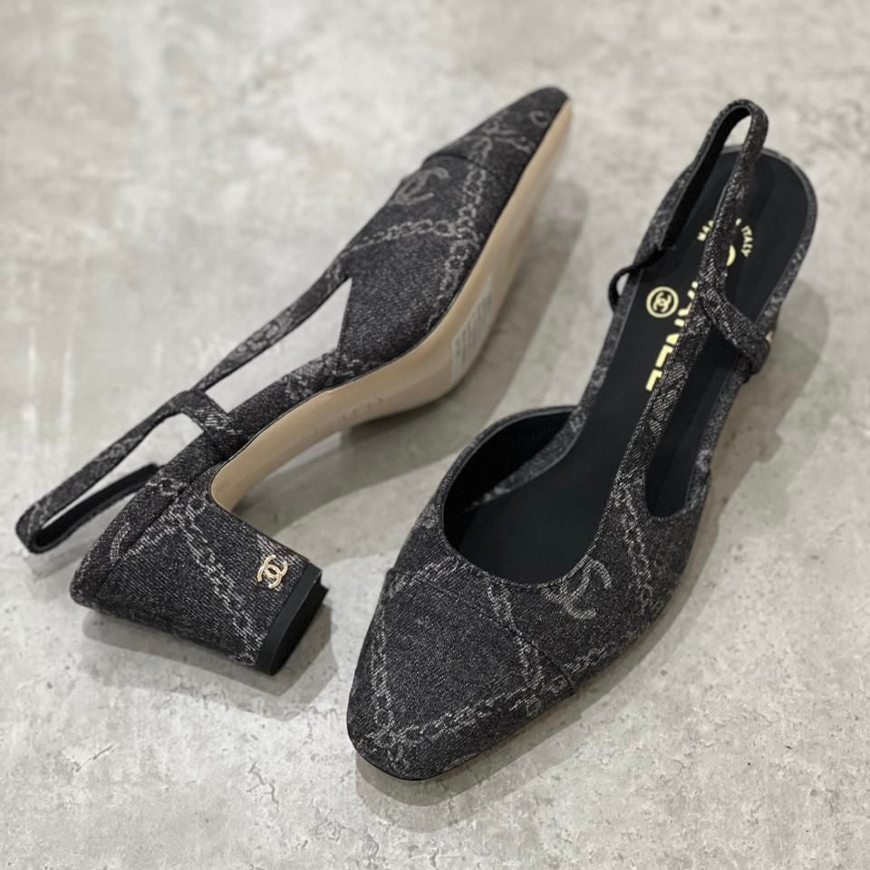 Chanel Denim Slingback Shoes