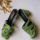 YSL Tribute Textured Leather Block Heel Shoes