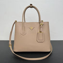 Prada Black Saffiano Cuir Leather Small Double Handle Tote Bag