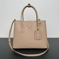 Prada Black Saffiano Cuir Leather Small Double Handle Tote Bag
