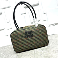 Miu Miu Beau tartan top-handle bag with leather details Bag