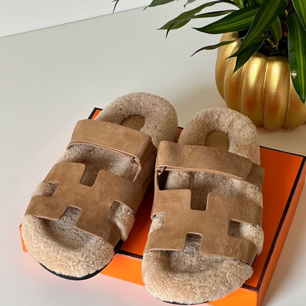 Hermes Chypre Shearling Sandals