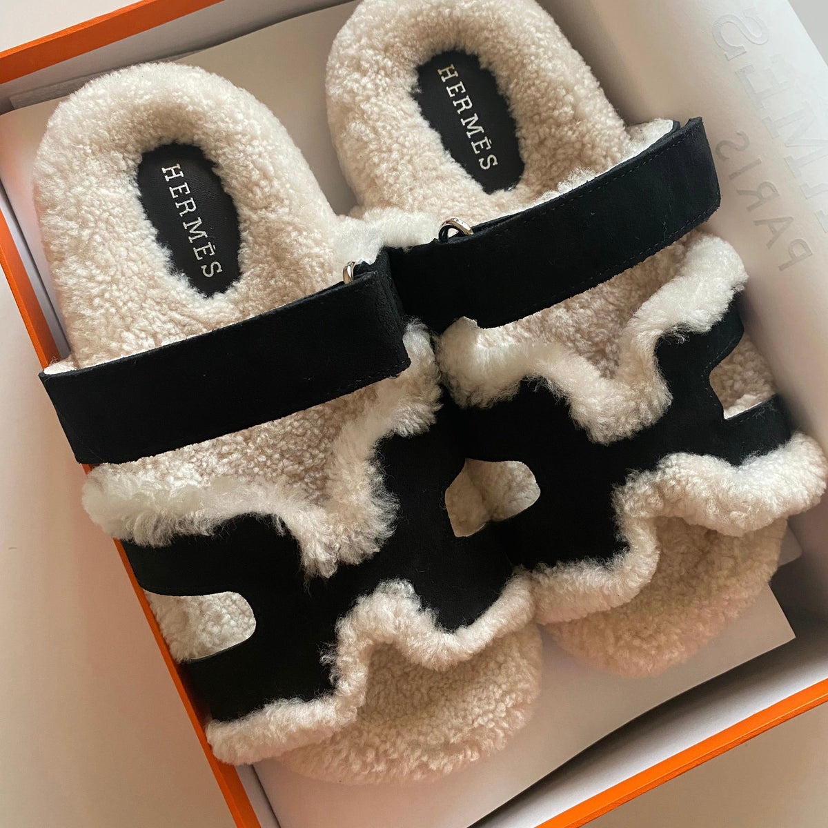 Hermes Chypre Shearling Sandals