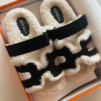 Hermes Chypre Shearling Sandals