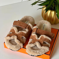 Hermes Chypre Shearling Sandals